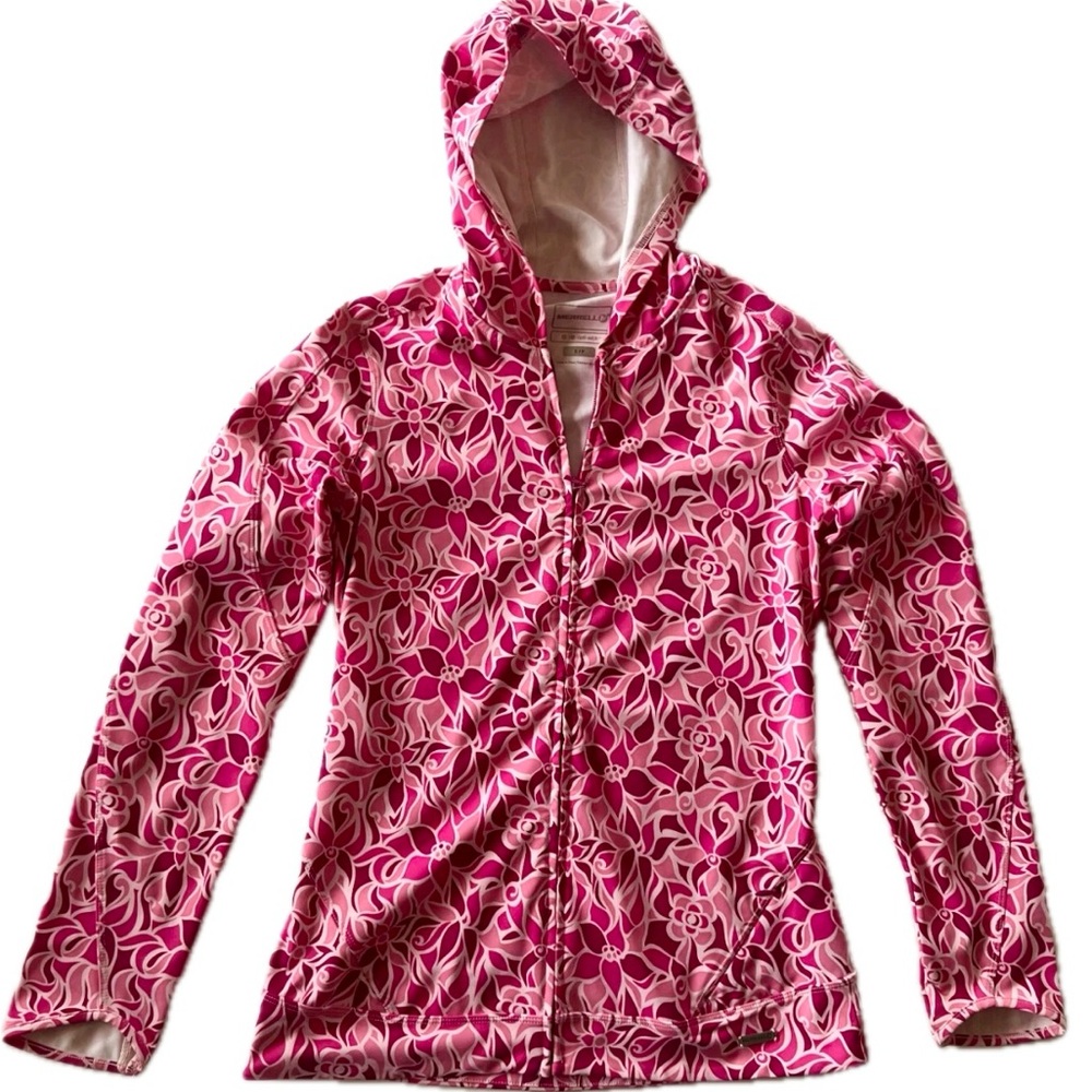 Merrell Opti-Wick Active Women's Jacket, Pink Jacket, Floral Jacket, Size (S)